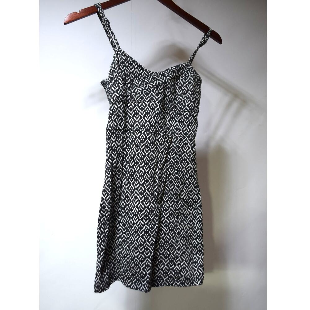 Free People XS Black White Geometric Cutout Back Strappy Mini Dress